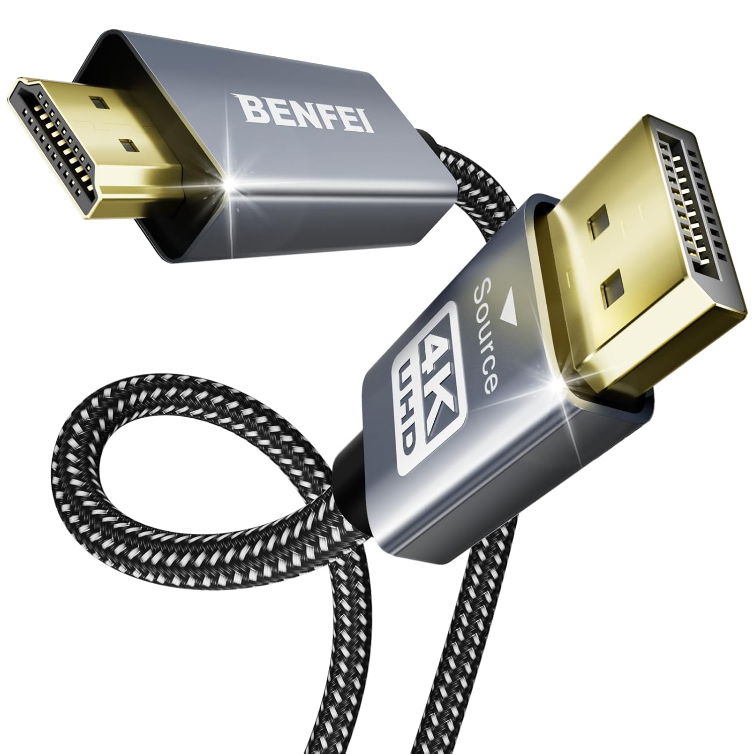 BENFEI Cabo DisplayPort para HDMI, DisplayPort 4K (DP) para HDMI 3 metros compatível com HP, ThinkPad, AMD, NVIDIA, Desktop e mais – Macho para Macho, Cinza Espacial